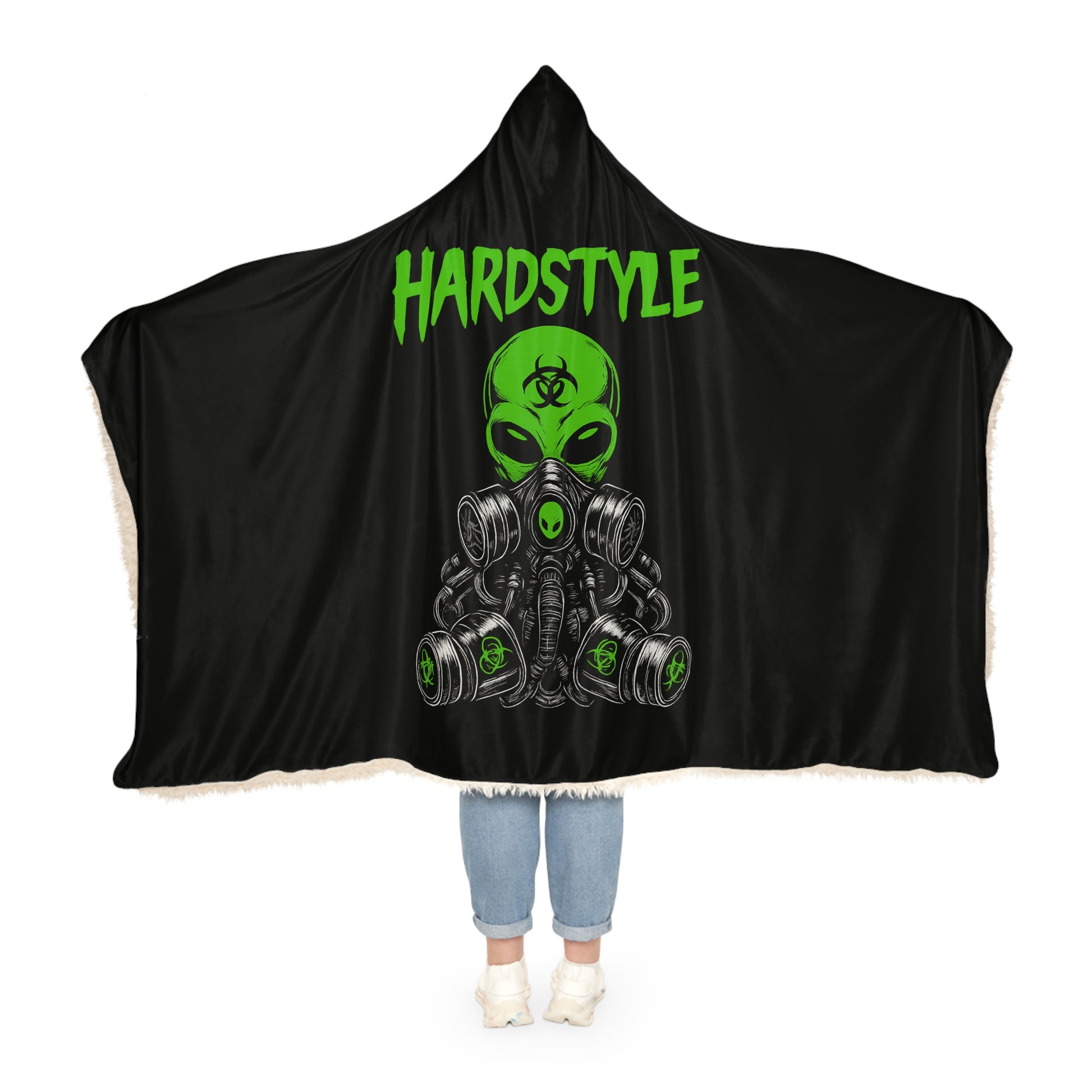 Hardstyle Alien Hooded Rave Blanket – Microfleece or Sherpa Lined