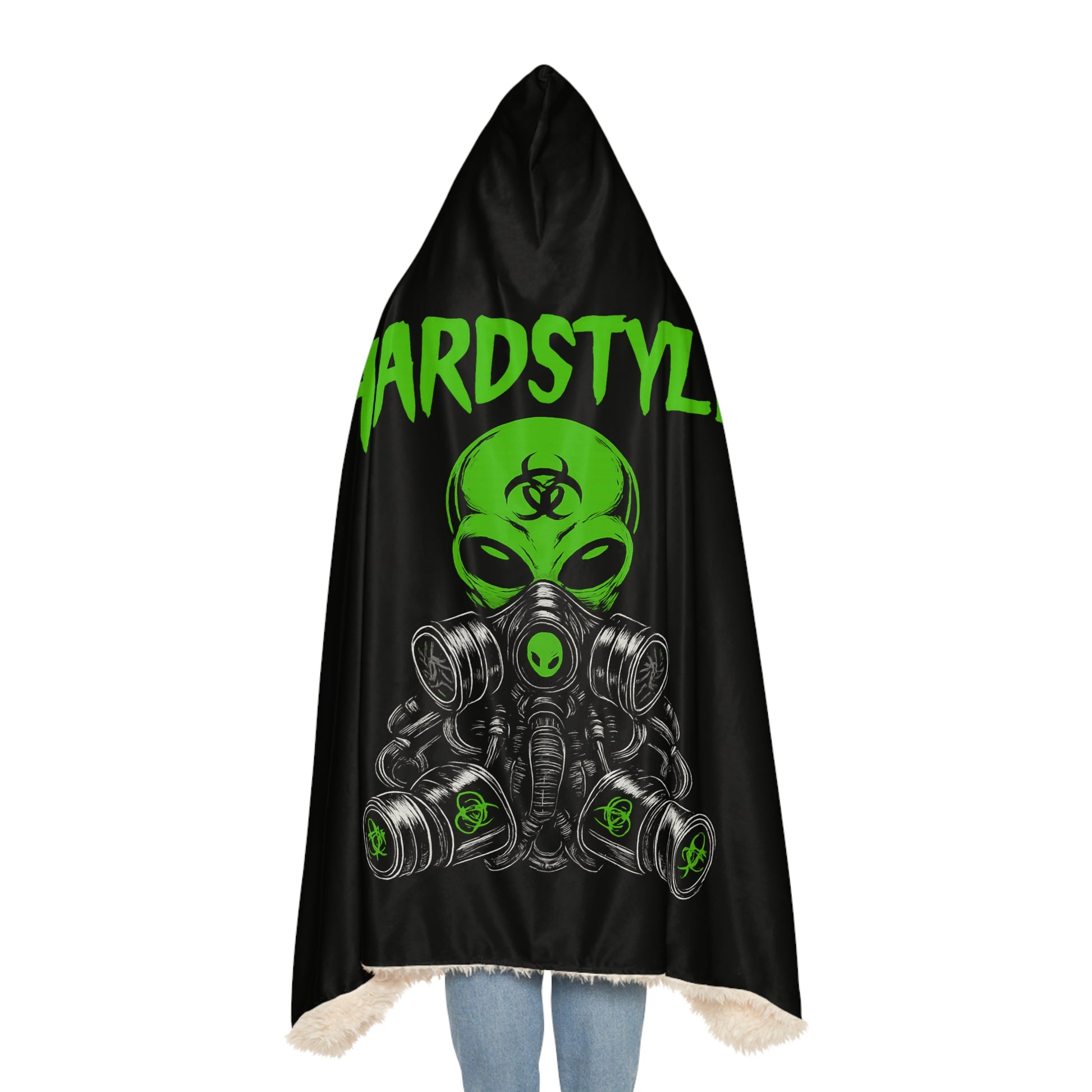 Hardstyle Alien Hooded Rave Blanket – Microfleece or Sherpa Lined