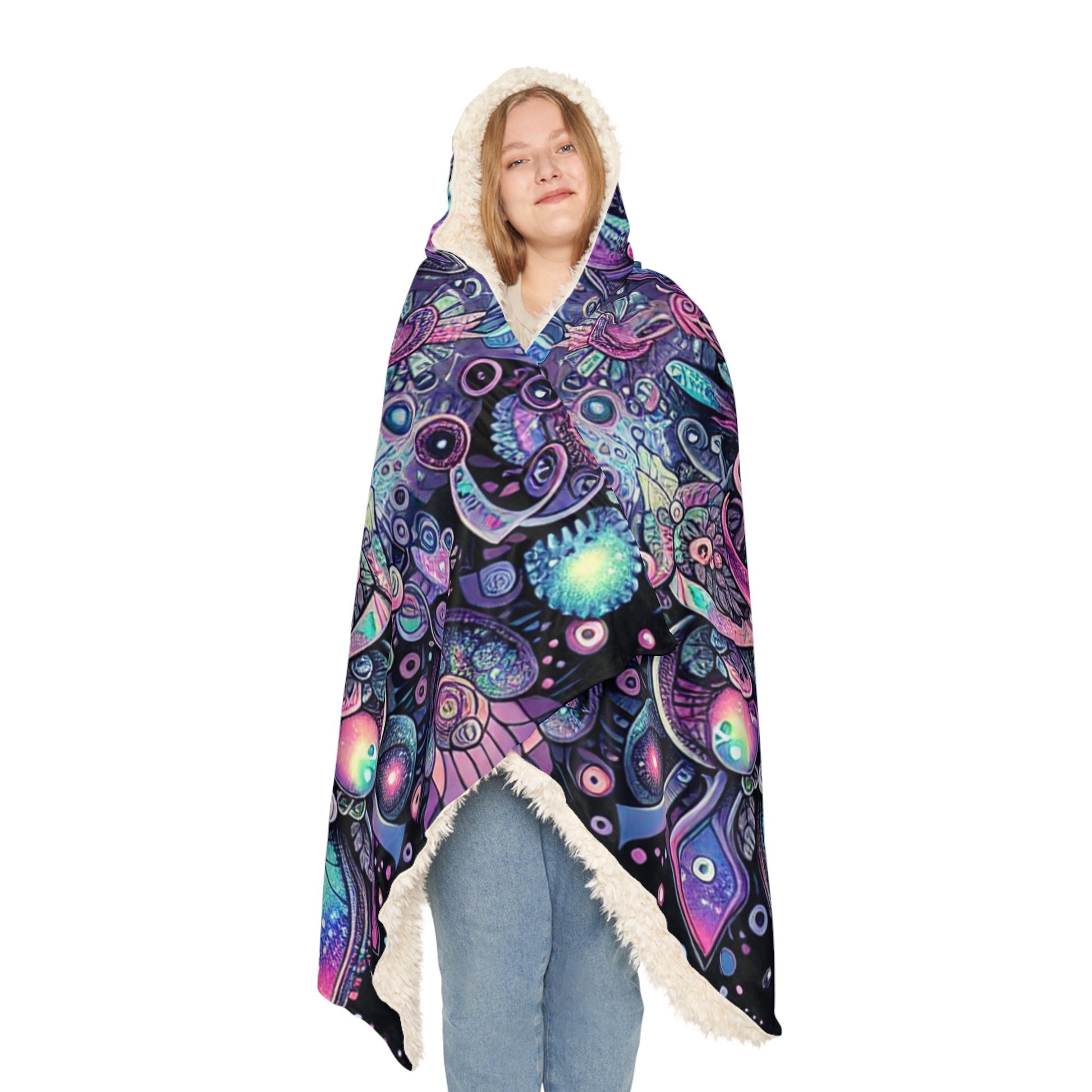 Alien Mandala Hooded Blanket – Trippy Comfort for Cosmic Souls
