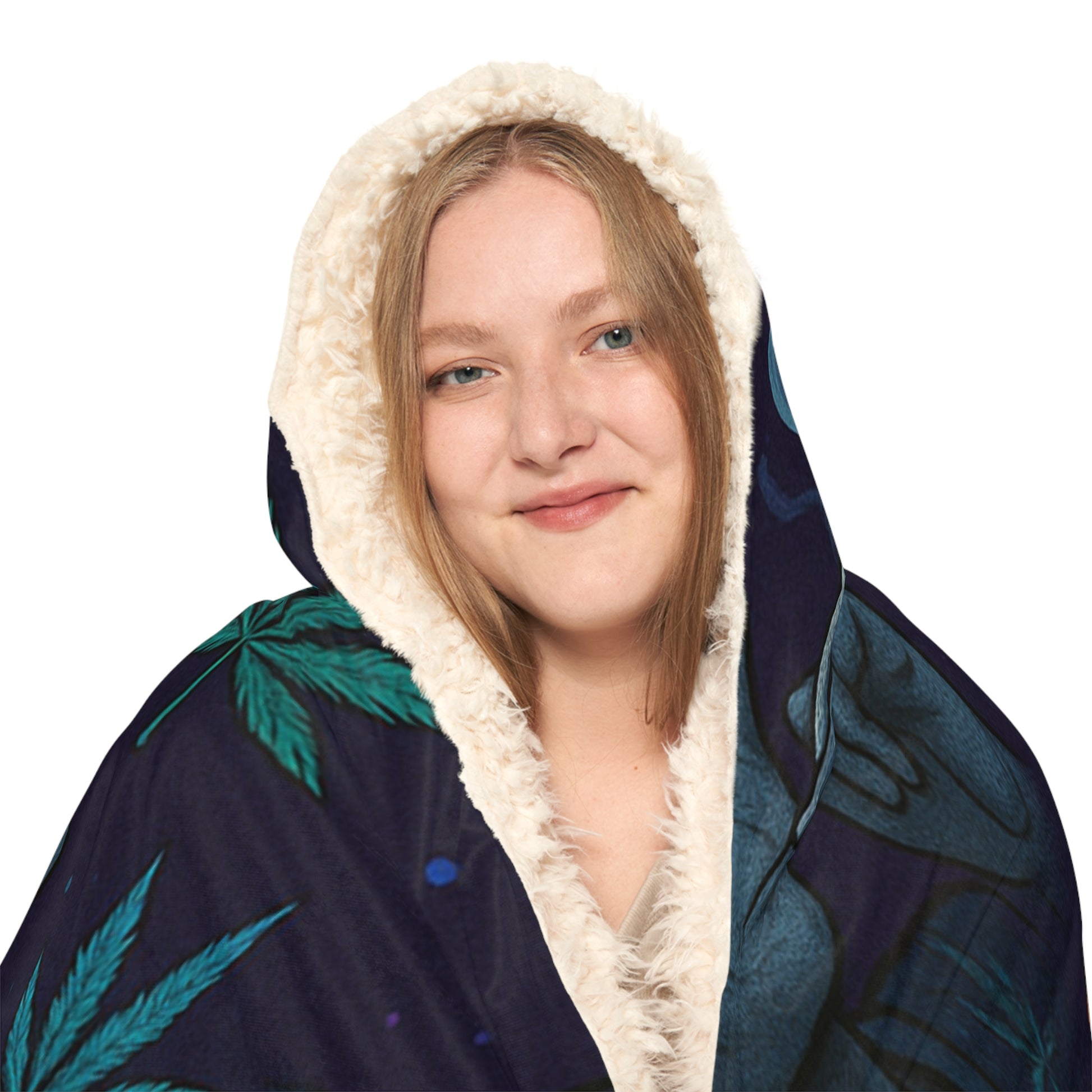 Alien Weed Vibes Hooded Blanket – 80" x 55"