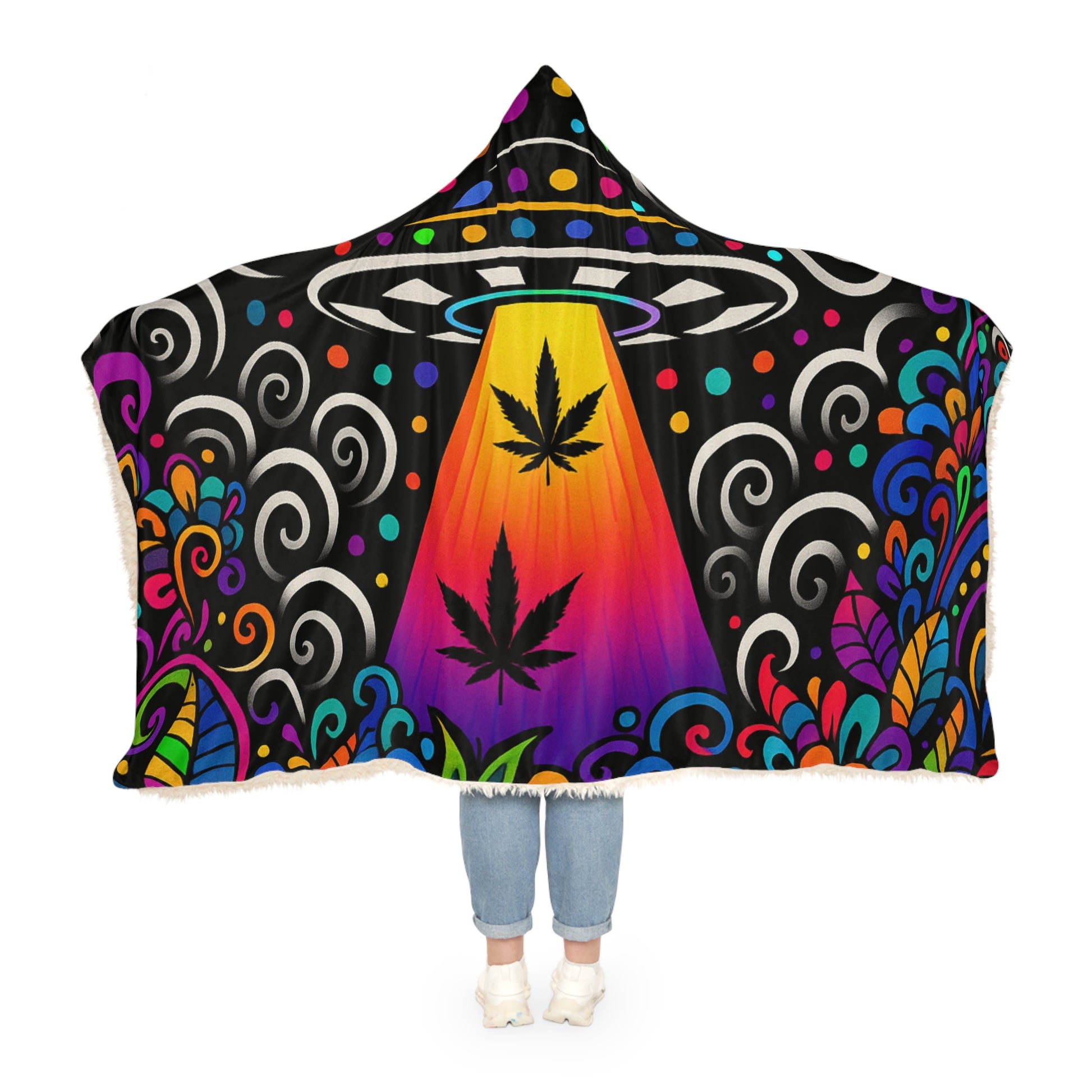 Trippy Leaf Hooded Blanket