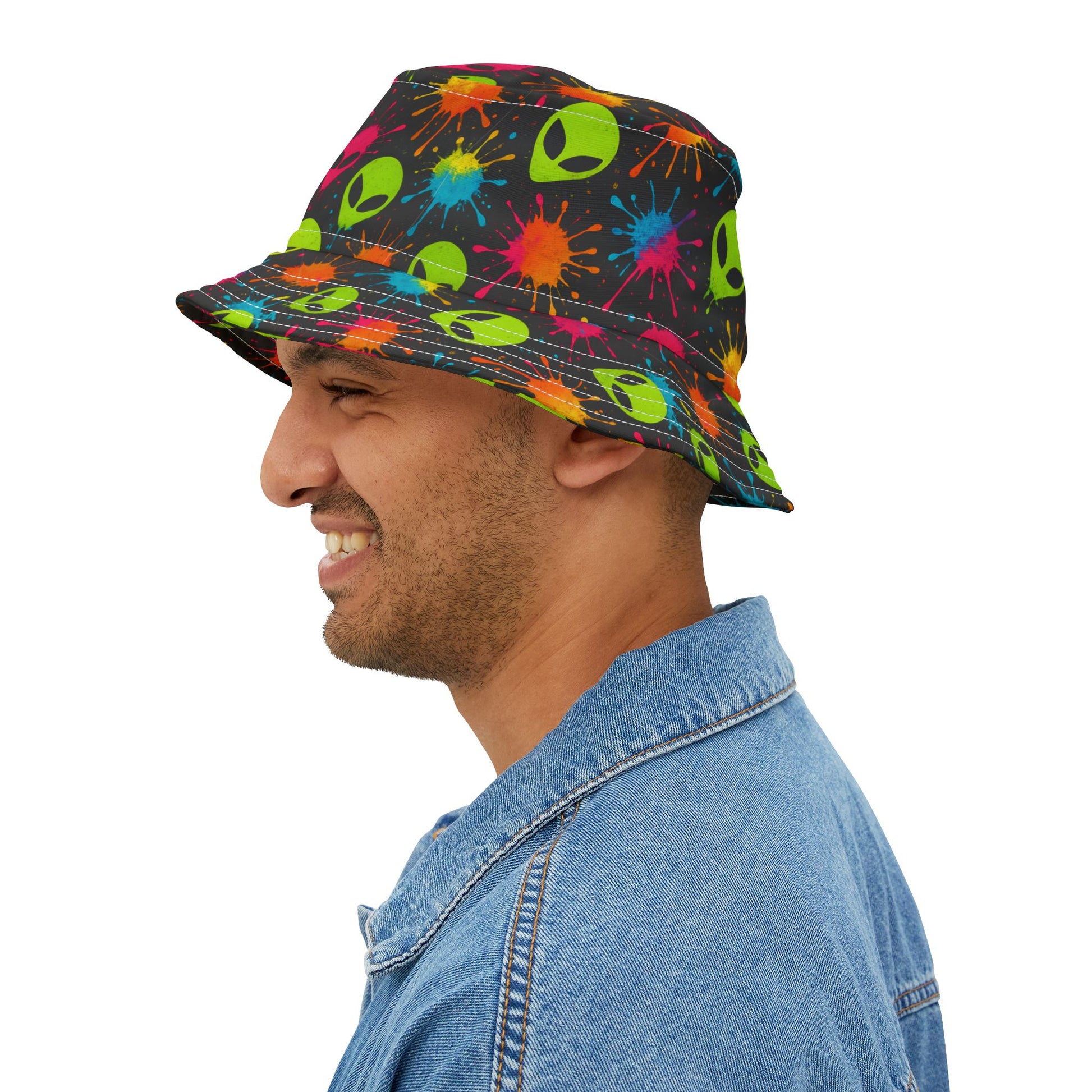Neon Splatter Alien Bucket Hat
