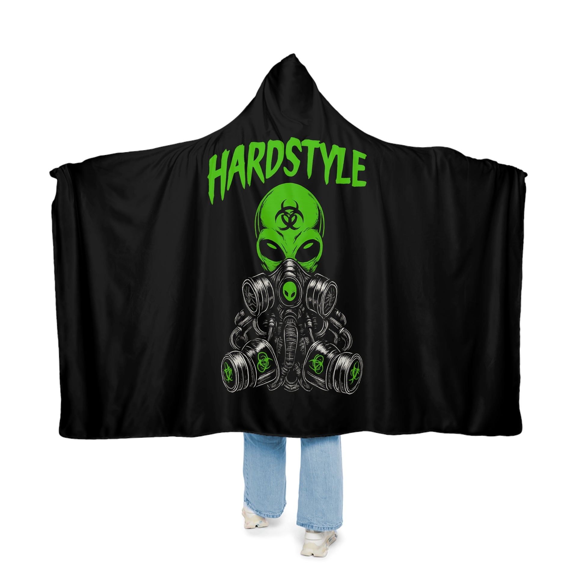 Hardstyle Alien Hooded Rave Blanket – Microfleece or Sherpa Lined