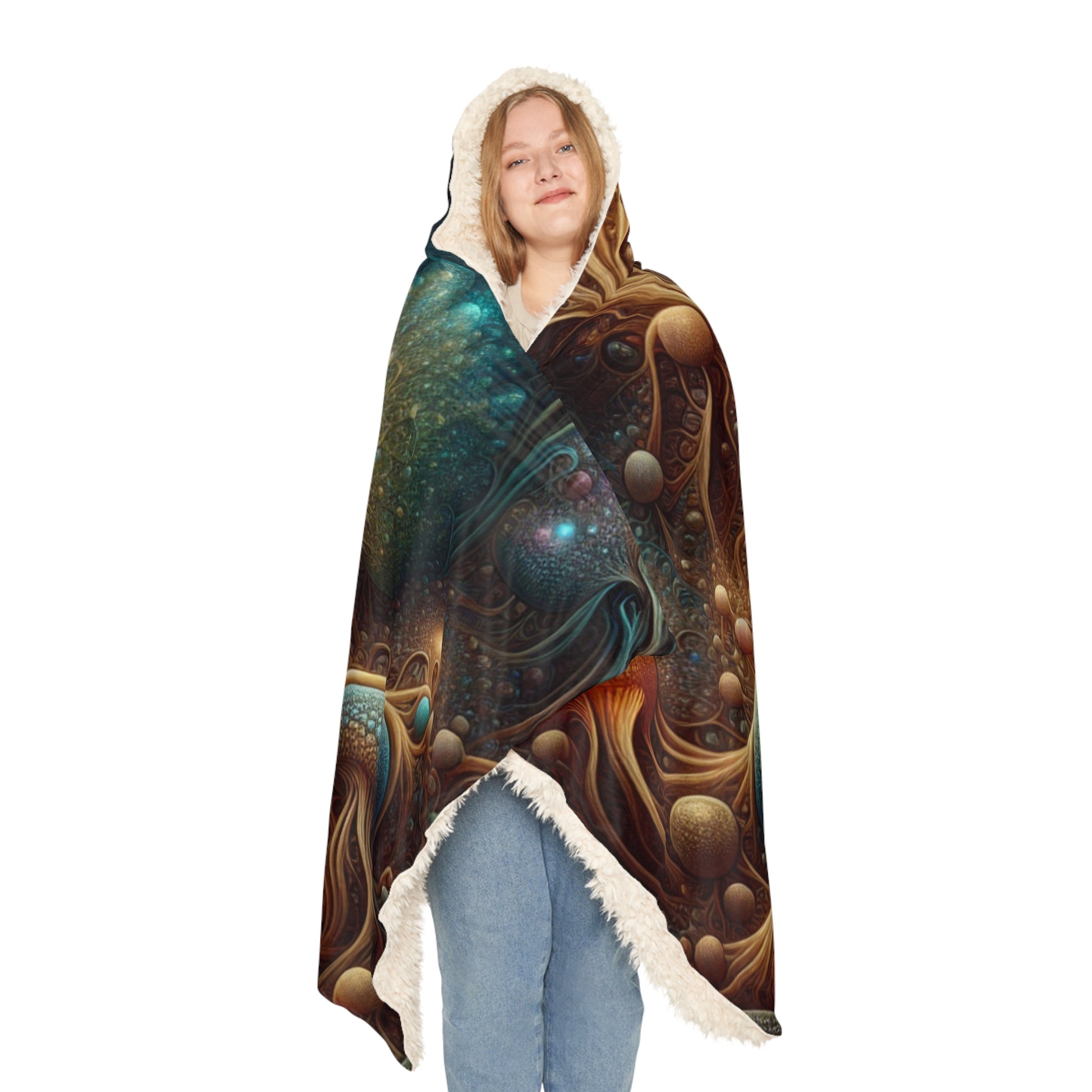 Psychedelic Forest Hooded Blanket – Cozy Cosmic Cloak