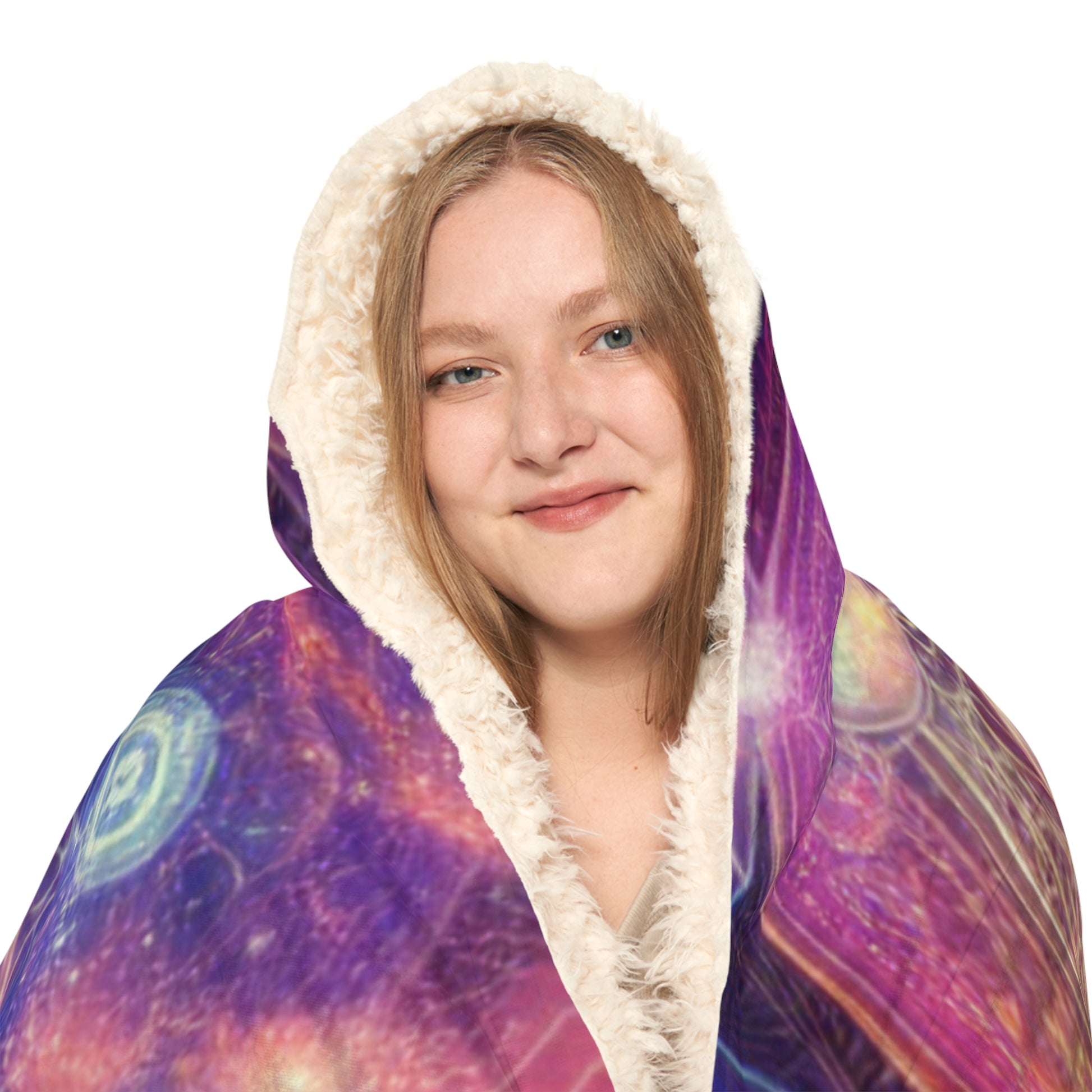 Sacred Geometry Sunset Hooded Blanket – Soft & Trippy Vibes