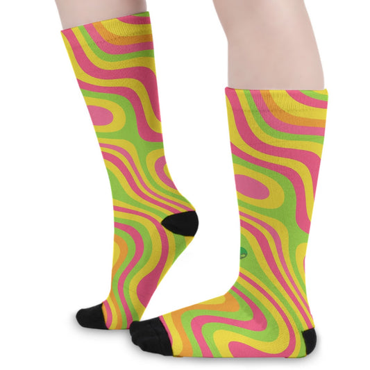 🍋 Citrus Psy Swirl Festival Socks – Neon Groove Edition