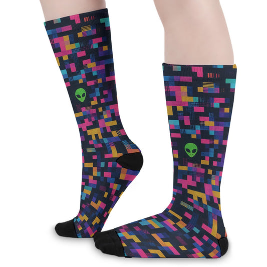🧬 Glitch Alien Rave Socks