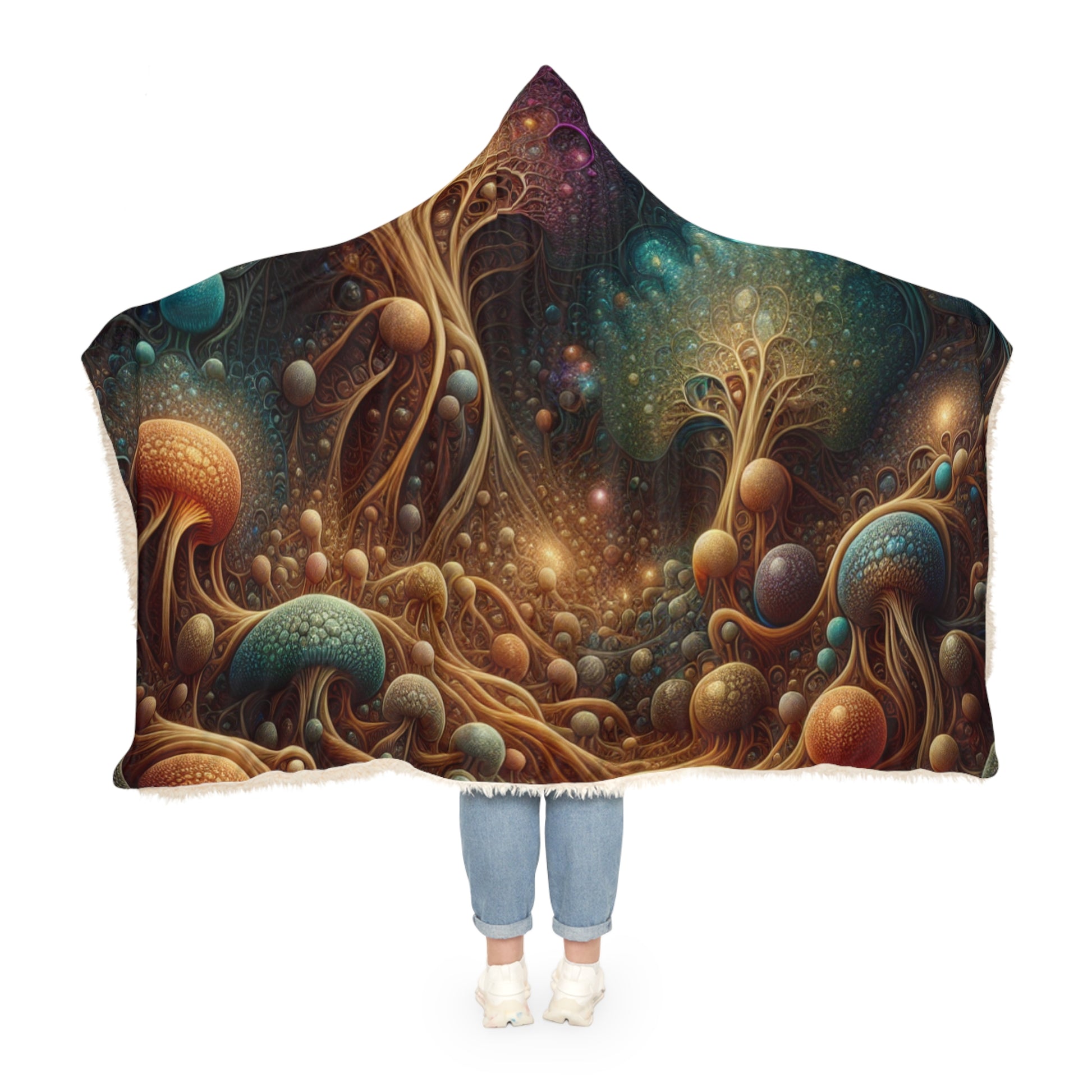 Psychedelic Forest Hooded Blanket – Cozy Cosmic Cloak