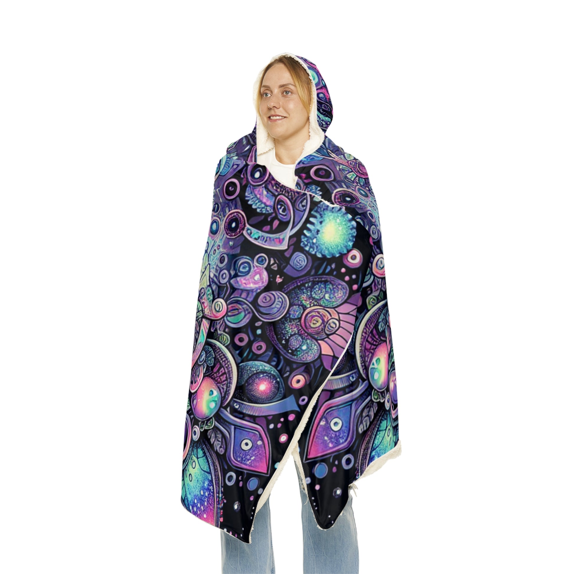 Alien Mandala Hooded Blanket – Trippy Comfort for Cosmic Souls