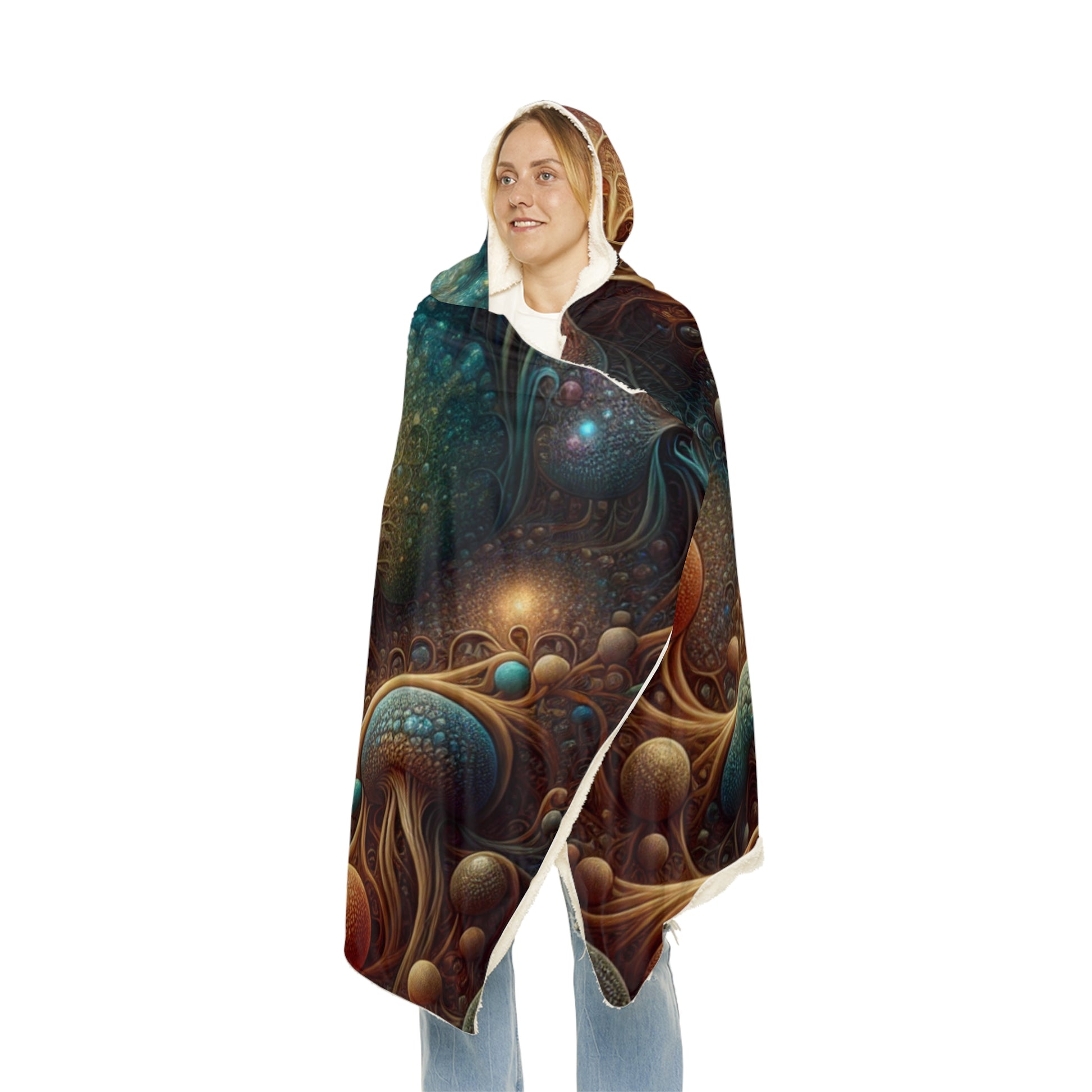 Psychedelic Forest Hooded Blanket – Cozy Cosmic Cloak