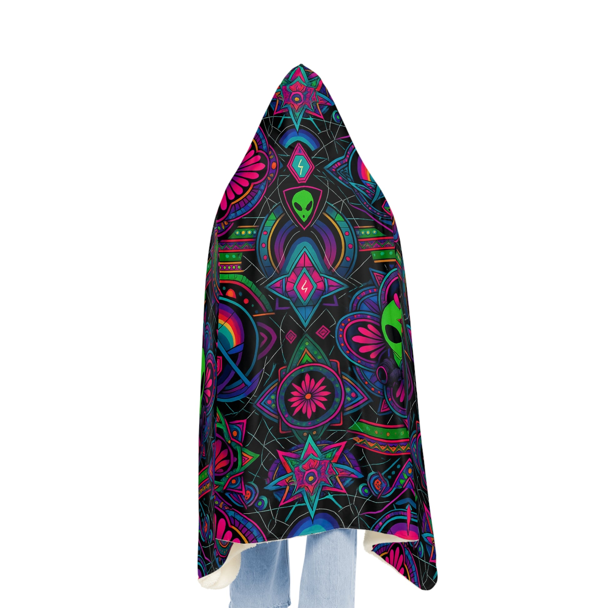 👽 Alien Psy-Tribe Hooded Rave Blanket