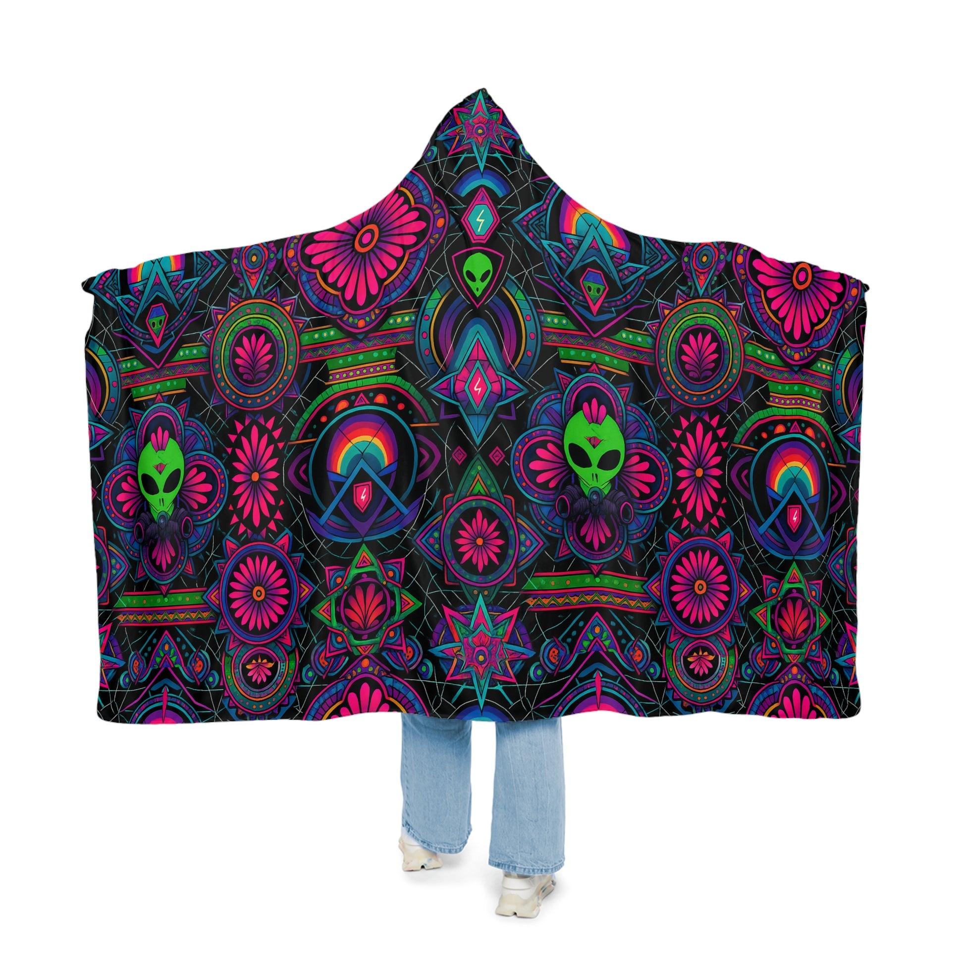👽 Alien Psy-Tribe Hooded Rave Blanket