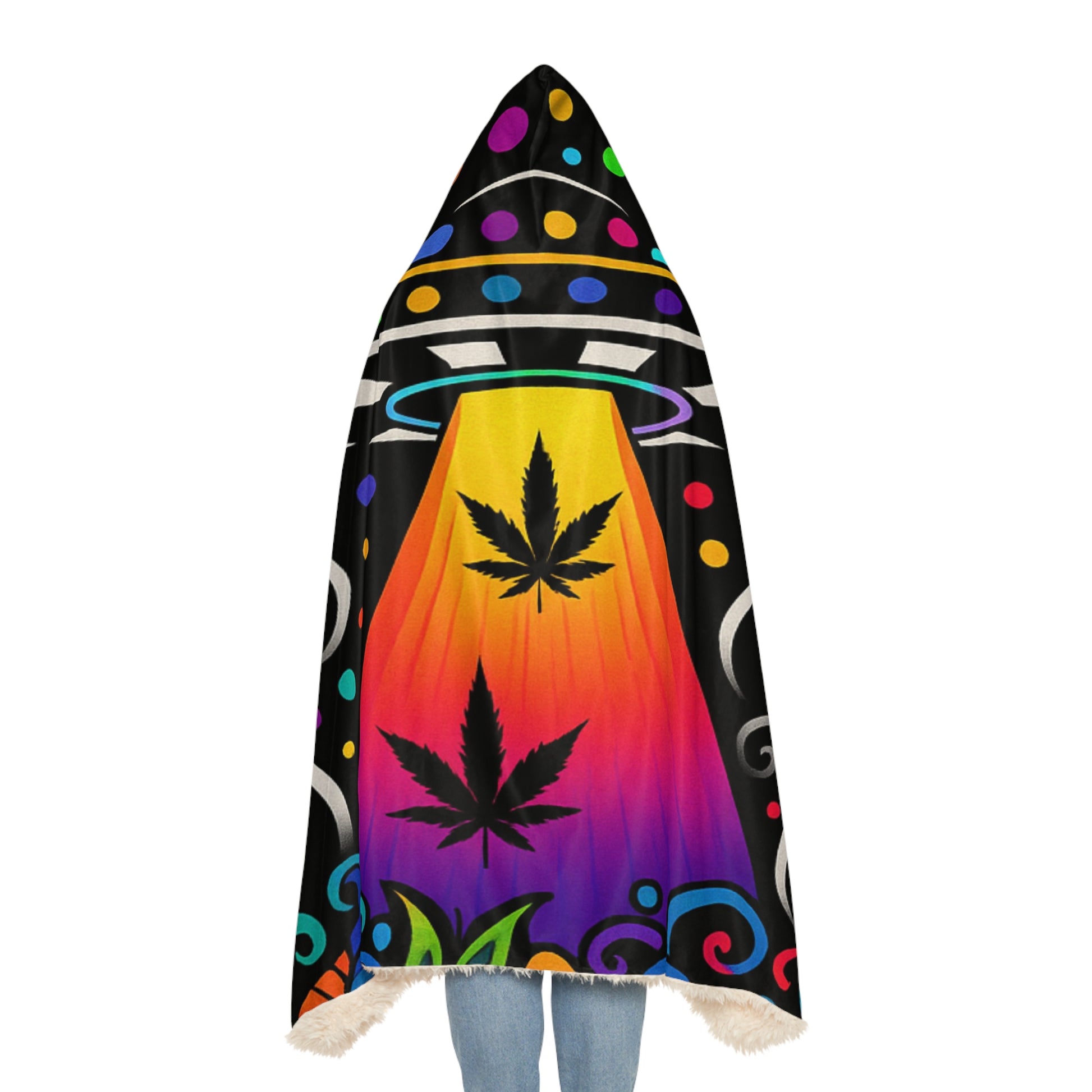 Trippy Leaf Hooded Blanket