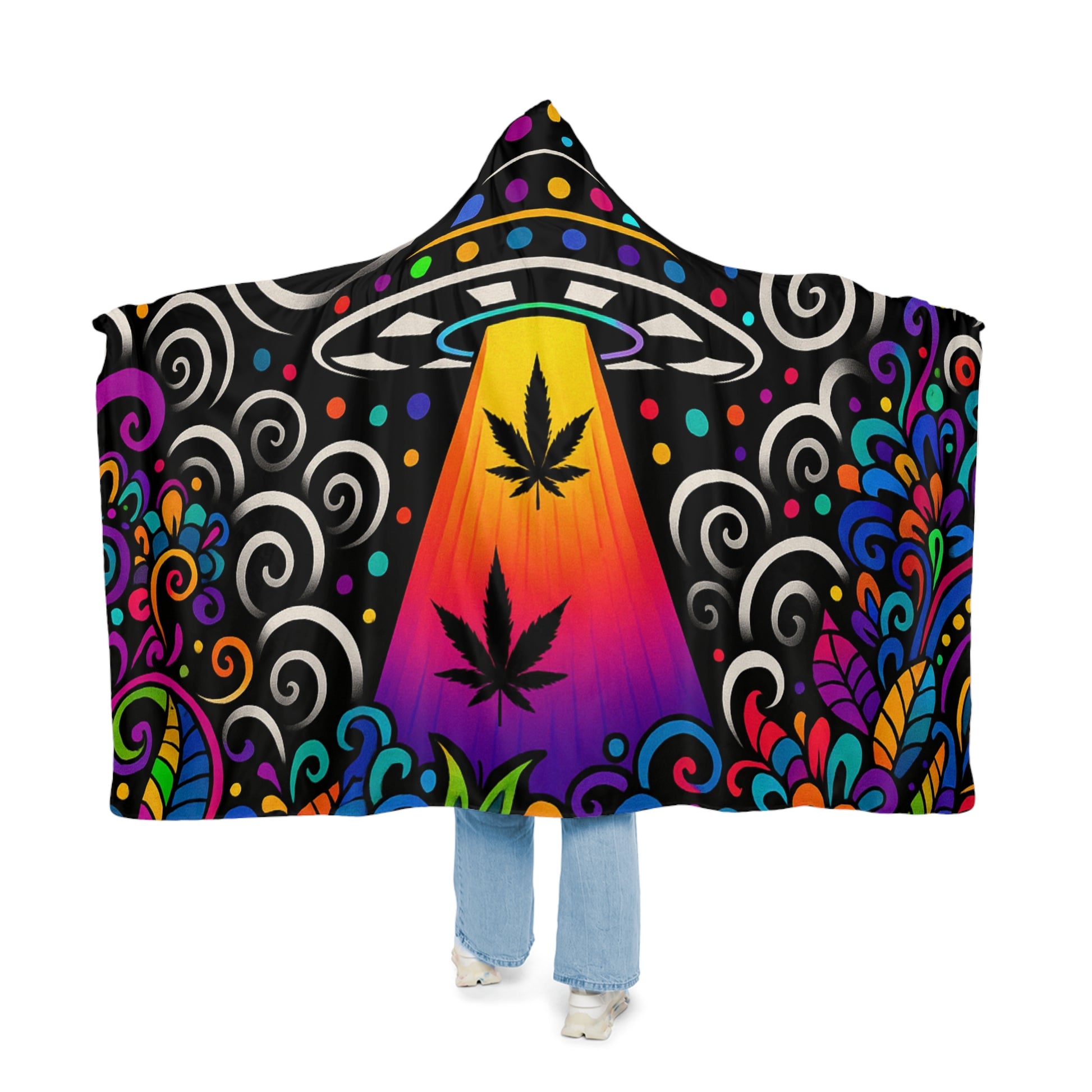 Trippy Leaf Hooded Blanket